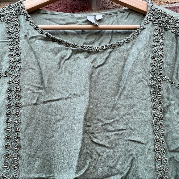 KUT From The Kloth Womens Cap Sleeve Blouse Embellished Gold Beaded Medium - Picture 3 of 8